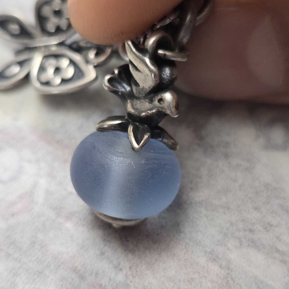 James Avery Silver Paloma Glass Charm "RETIRED"